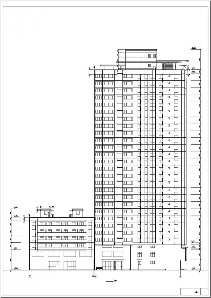 2.4万平米26层框剪结构商住楼平立剖面设计CAD图纸（1-6层商用）_图1