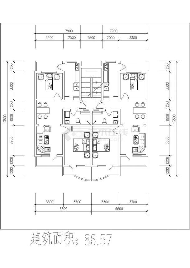 泉州市某新建小区66-127平米热门户型设计CAD图纸（22张）-图二