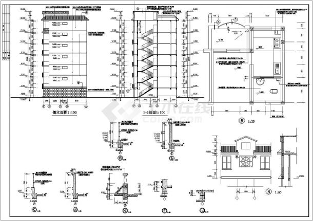 某小区4700平米7层框混结构住宅楼建筑设计CAD图纸（含半地下室层）-图一