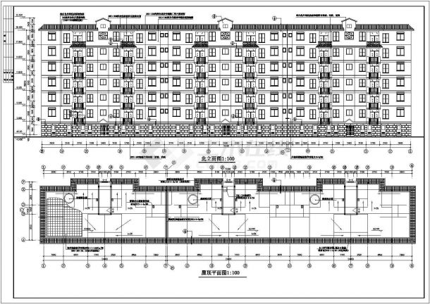某小区4700平米7层框混结构住宅楼建筑设计CAD图纸（含半地下室层）-图二