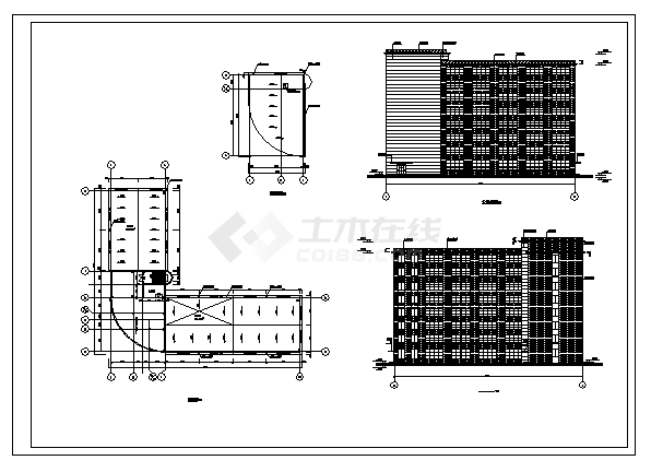 土木工程毕业设计_办公楼设计_1万平米某八框架结构拐角型办公楼建筑设计cad图(含计算书，毕业设计)-图一