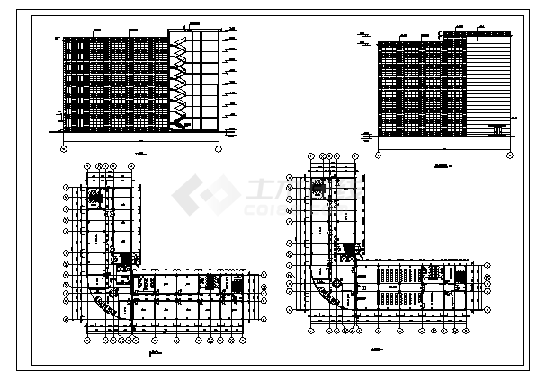 土木工程毕业设计_办公楼设计_1万平米某八框架结构拐角型办公楼建筑设计cad图(含计算书，毕业设计)-图二