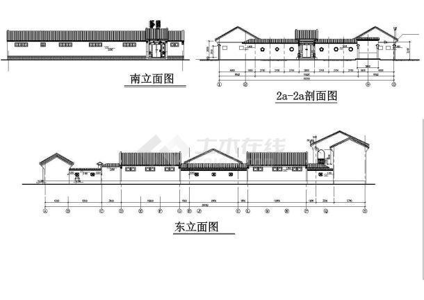 北京某单层砖混结构四合院（989.7㎡）设计CAD全套建筑施工图（含设计说明）-图二