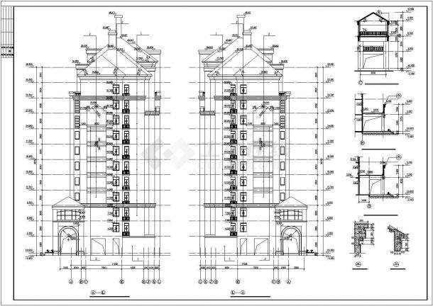 1.3万平米左右13层短肢剪力墙结构住宅楼建筑设计CAD图纸（含阁楼层）-图一