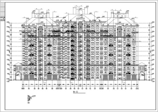 1.3万平米左右13层短肢剪力墙结构住宅楼建筑设计CAD图纸（含阁楼层）-图二