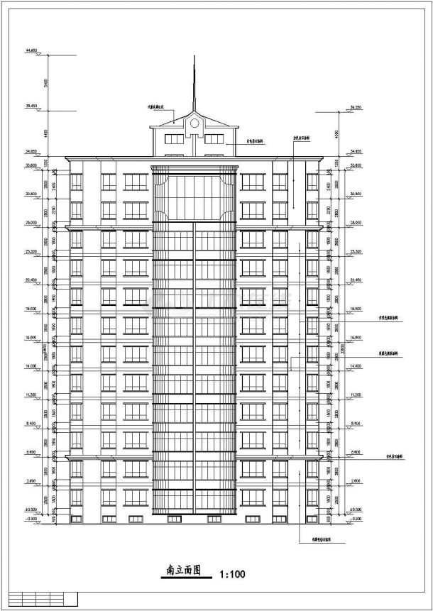 兰州市紫馨家园小区3550平米12层框架结构住宅楼平立剖面设计CAD图纸-图一