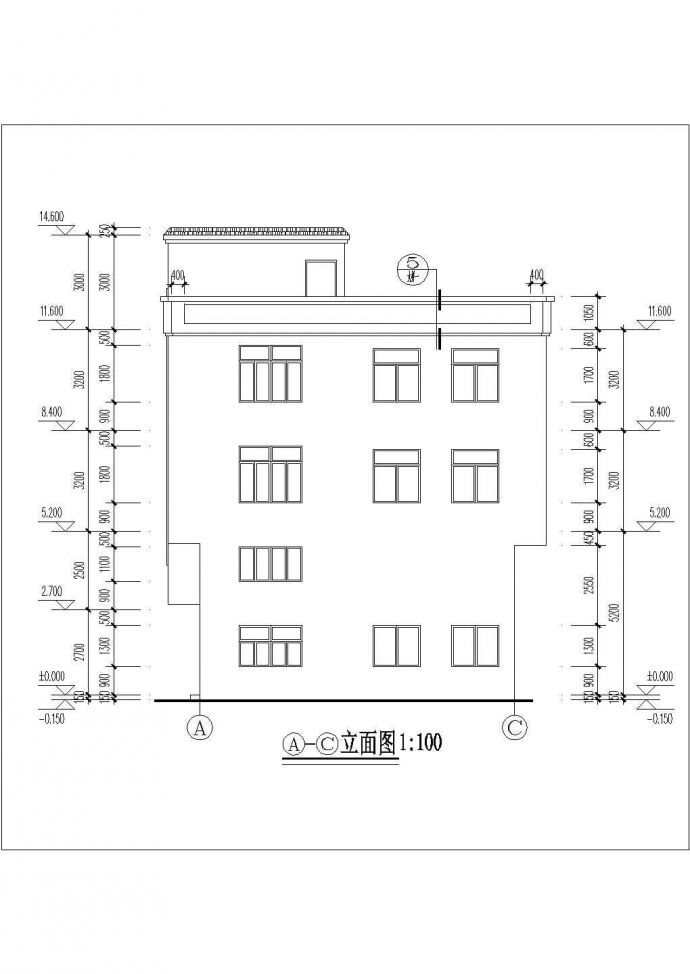 某城中村1000平米4层砖混结构商住楼平立剖面设计CAD图纸（1-2层商用）_图1