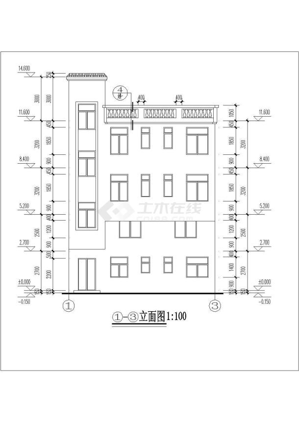 某城中村1000平米4层砖混结构商住楼平立剖面设计CAD图纸（1-2层商用）-图二