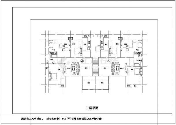 兰州鼎盛国际小区4+1层住宅楼平面设计CAD图纸（每层1梯2户）-图一