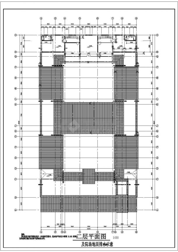 长59米 宽32.2米 二层砖混结构四合院建筑设计图 带1相似JPG外观鸟瞰效果-图一