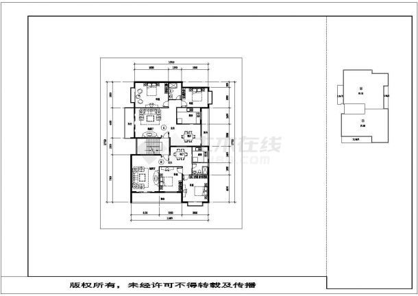 武汉蓉城绿地小区103+89平米标准层户型设计CAD图纸（1梯2户）-图二