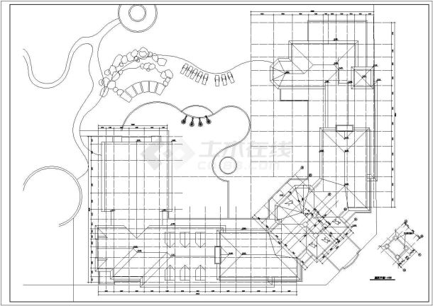 1900平米3层框架结构社区活动中心平面设计CAD图纸（含地下车库）-图一