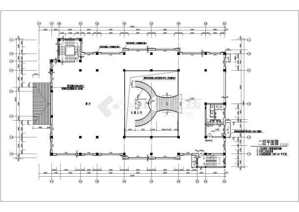 宁波市某社区2300平2层框架结构休闲会所平面设计CAD图纸（含地下室）-图一