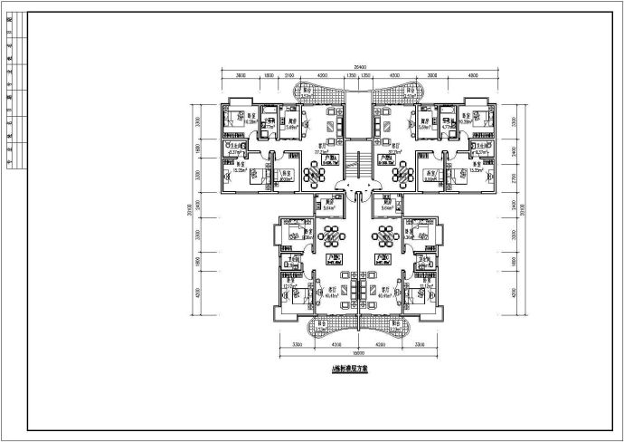 某小区多层住宅楼户型设计cad建筑平面方案图_图1