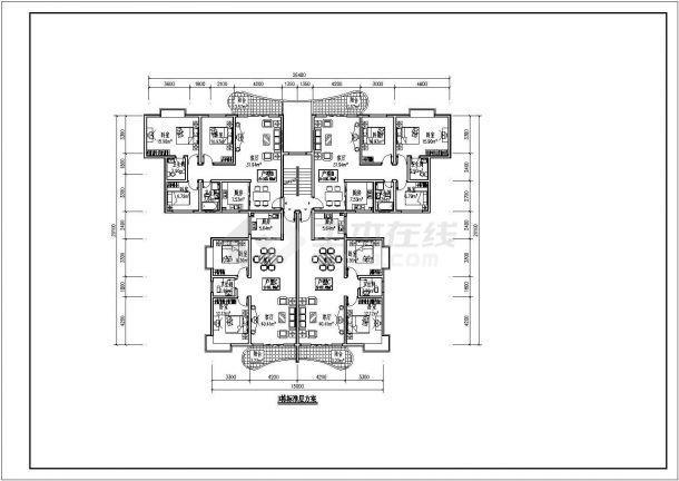 某小区多层住宅楼户型设计cad建筑平面方案图-图二