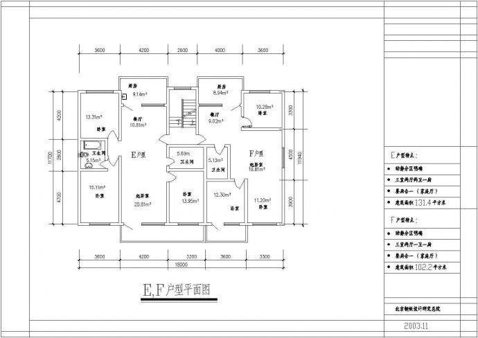 经典多层住宅楼户型设计cad 建筑平面方案图图集（甲级院设计）_图1
