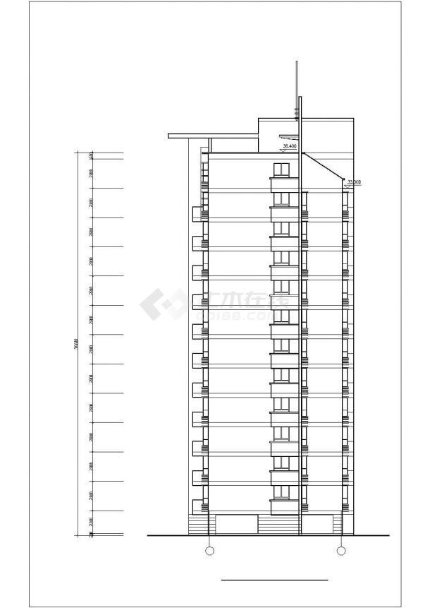 1.2万平米13层框架机构住宅楼平立剖面设计CAD图纸（含架空层）-图一