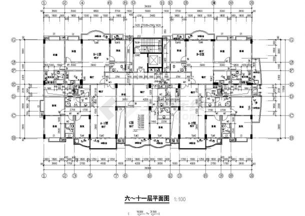 1.2万平米13层框架商住楼建筑设计CAD图纸（含跃层和地下层/底层商用）-图二