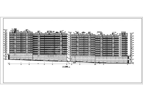 3.8万平米11层框架结构住宅楼平立剖面设计CAD图纸（1-2层半商用）-图一