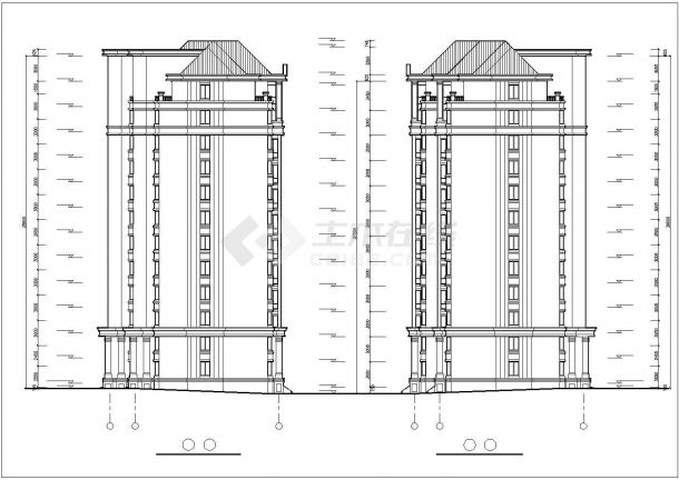 苏州市xxx小区1.1万平米12层框架结构住宅楼平立剖面设计CAD图纸-图二