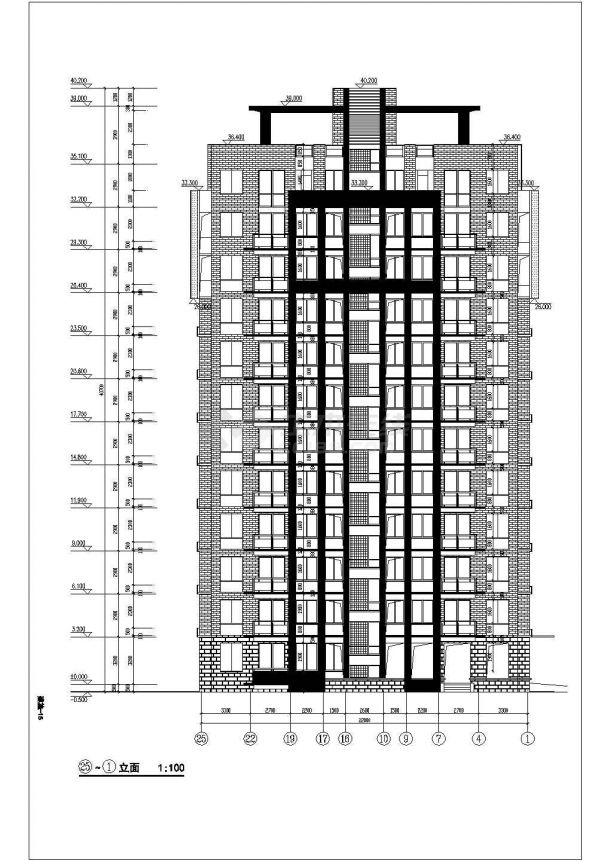 8600平米12层框架结构住宅楼平立剖面设计CAD图纸（含跃层和地下层）-图一