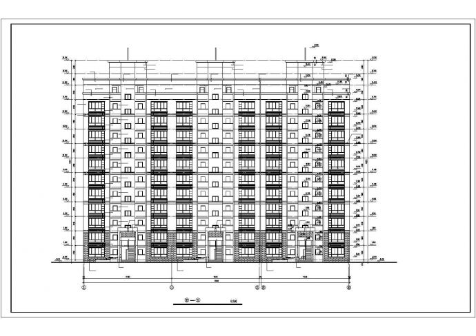 9100平米12层框架结构住宅楼平立剖面设计CAD图纸（含阁楼层）_图1