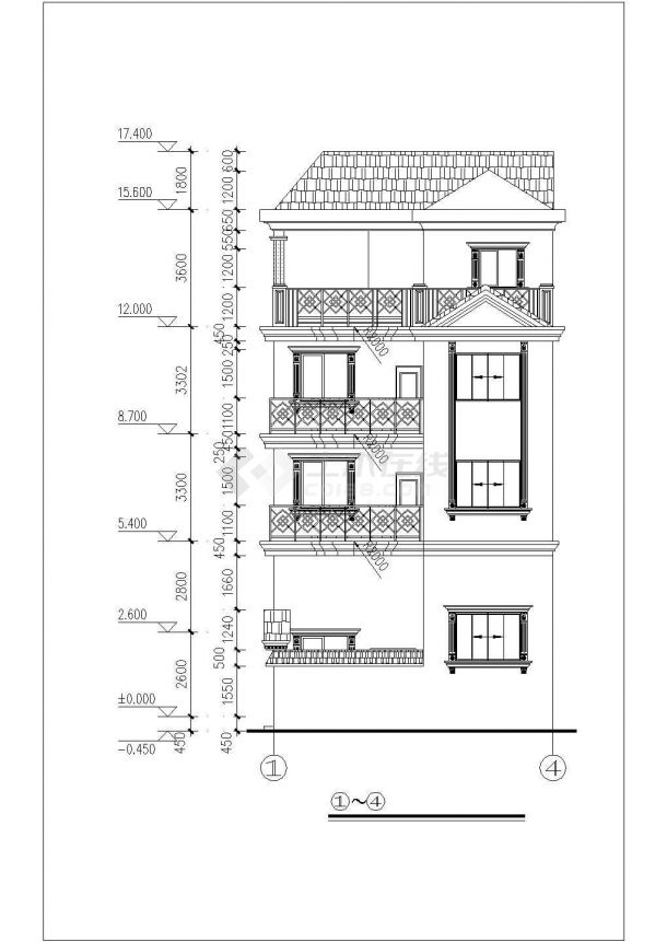 750平米4层砖混结构住宅楼建筑设计CAD图纸（含夹层和天面层）-图一