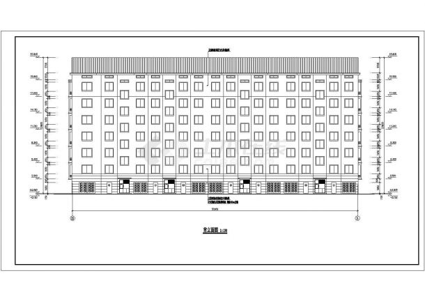 5900平米8层框架结构住宅楼平立剖面设计CAD图纸（含阁楼和架空层）-图一