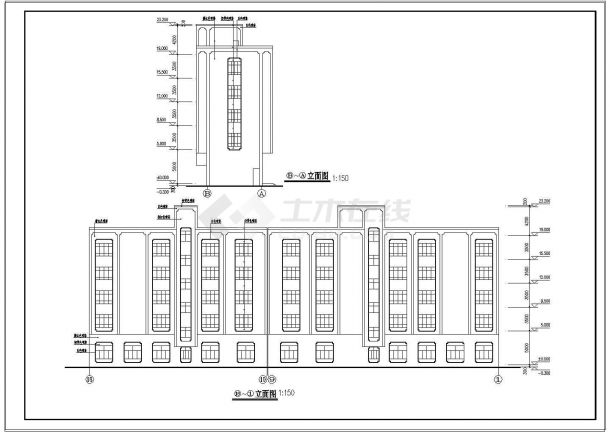 某自治区私人旅馆建筑平剖面详图-图二