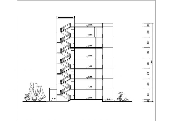 太原市某小区1600平米左右7层框混结构住宅楼平剖面设计CAD图纸_图1