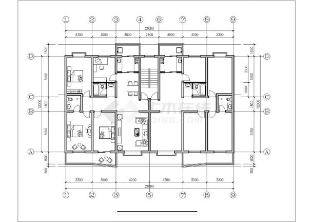 昆明市某xx小区87-132平米热门户型设计CAD图纸（8张）-图一