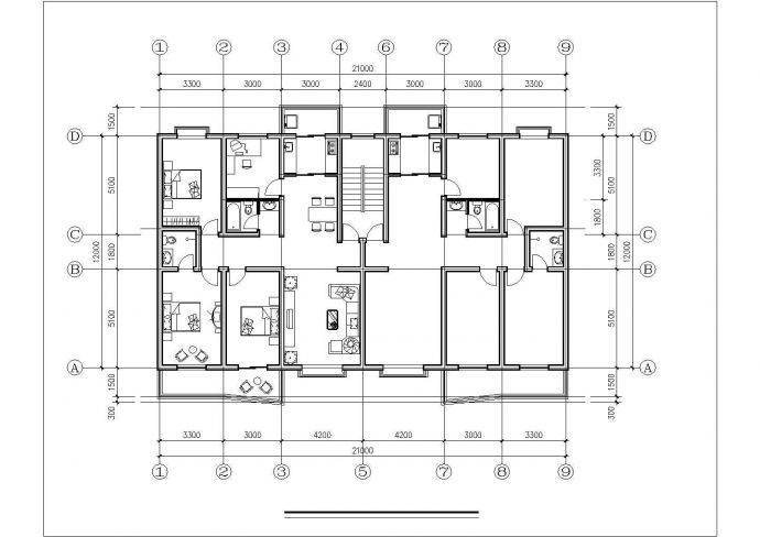 昆明市某xx小区87-132平米热门户型设计CAD图纸（8张）_图1