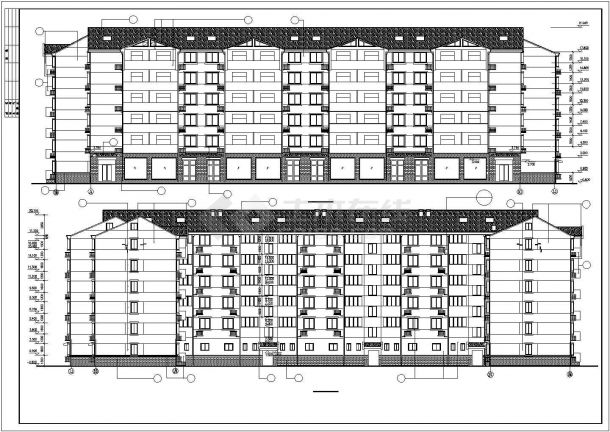 5800平米6层砖混结构商住楼全套建筑设计CAD图纸（底层商用）-图一