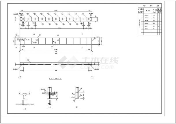 带吊车的门市钢架厂房CAD结构图-图二