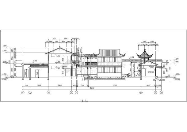 某地区某仿古亭台建筑cad施工图-图一