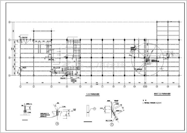 多层联合厂房框架结构CAD基础平面布置参考图-图一