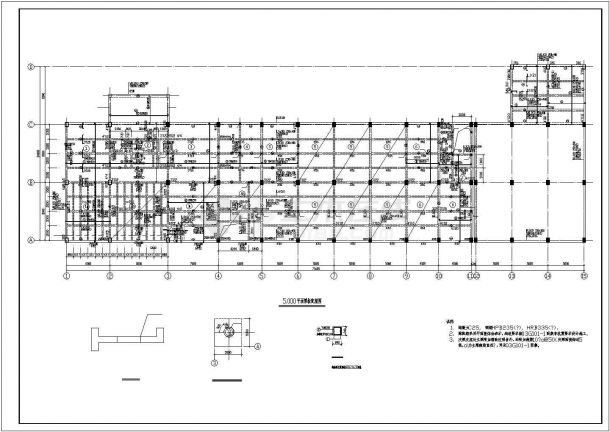 多层联合厂房框架结构CAD基础平面布置参考图-图二