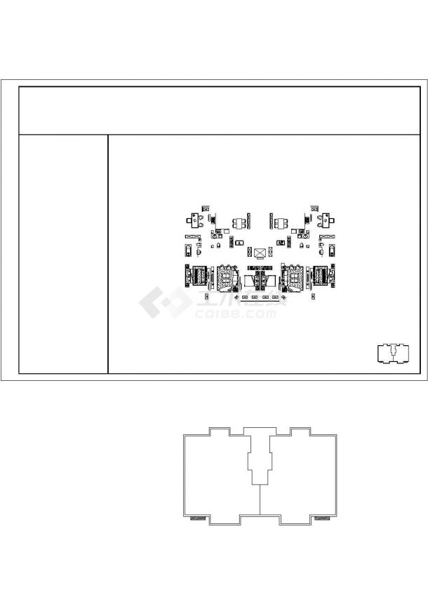 郑州城南嘉园小区住宅每户113平对称户型设计CAD图纸（1梯2户）-图一