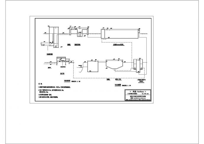 污水厂工艺流程图cad_图1