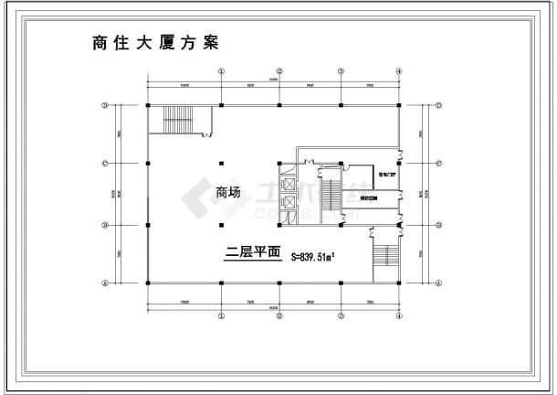 某区域商住大厦设计CAD平面布置参考图-图一