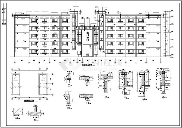 3294.6平米五层框架综合教学楼工程量计算及施工组织（含建筑结构cad图、平面图、进度图、网络图）-图一