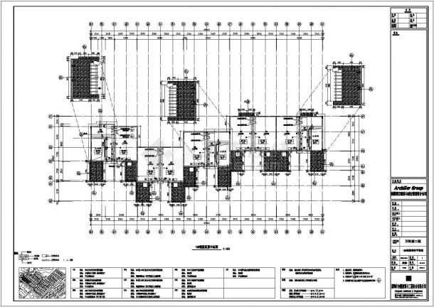 银川某小区4层住宅楼全套建筑设计CAD图纸（含半地下室）-图一