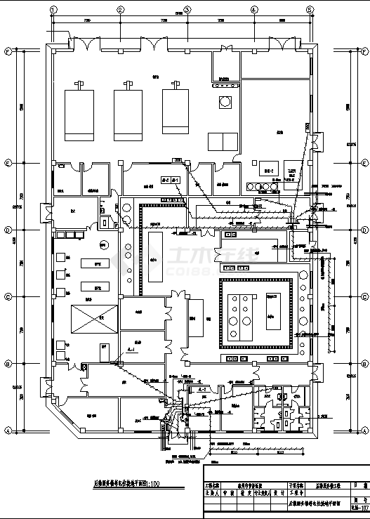 1层1158平米市医院后勤服务楼电气系统设计施工cad图纸，含设计说明-图一