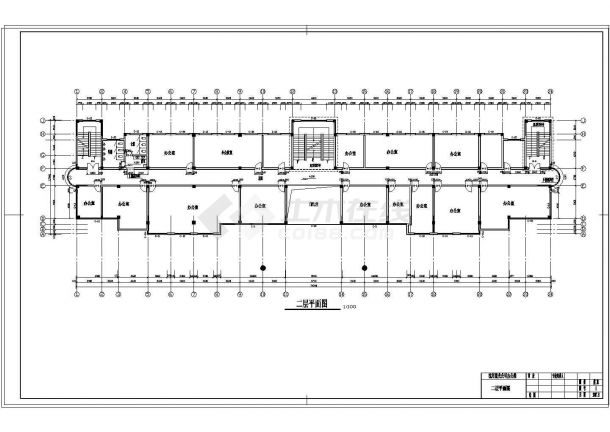 办公楼设计_5332.71平米，五层框架办公楼（计算书、建筑、结构cad施工图）-图二