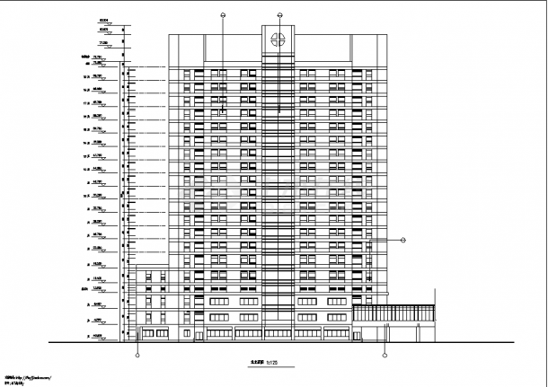 浦东19层三角形人民医院综合楼建筑设计施工cad图纸-图一