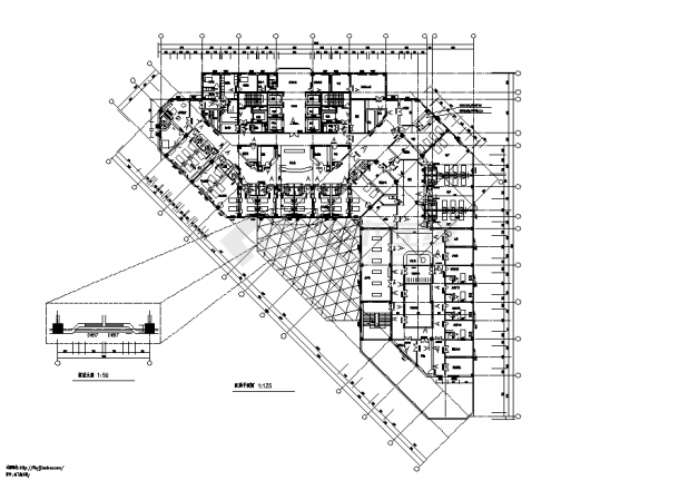 浦东19层三角形人民医院综合楼建筑设计施工cad图纸-图二