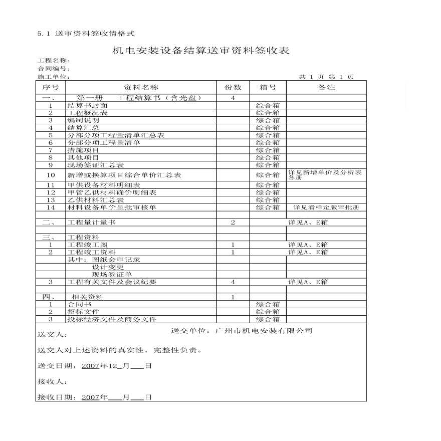 广州某会议中心建设项目机电工程结算书-图一