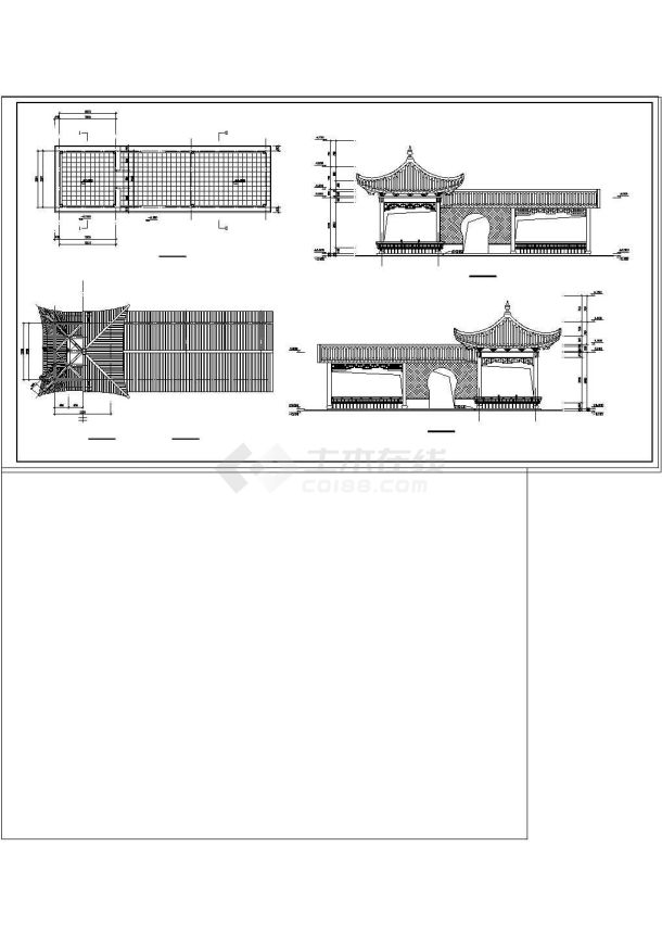 全木结构仿古亭建筑cad施工图高度4.7米-图二