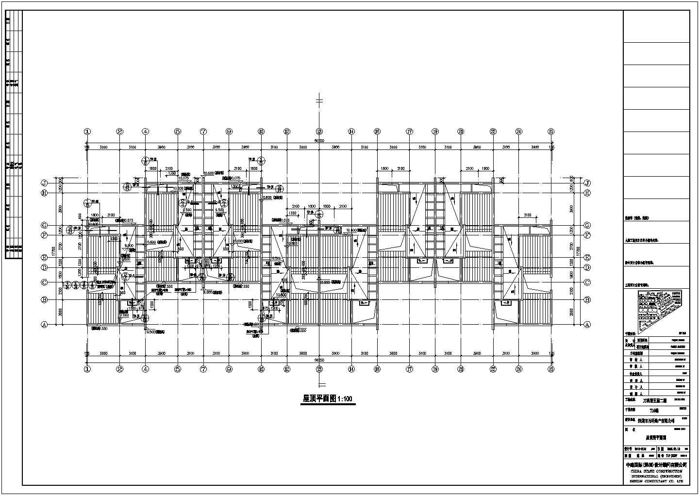 长沙某居住区1600平米三层框混住宅楼建筑设计CAD图纸