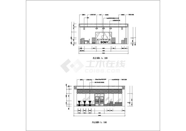 某SONY专卖店现代风格室内装饰设计cad详细施工图-图二